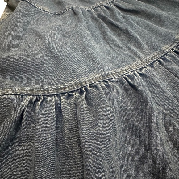 Altar'd State Blue Ruffle Sleeve Keyhole Medium Dark Wash Jean Denim Dress Small - Picture 6 of 10